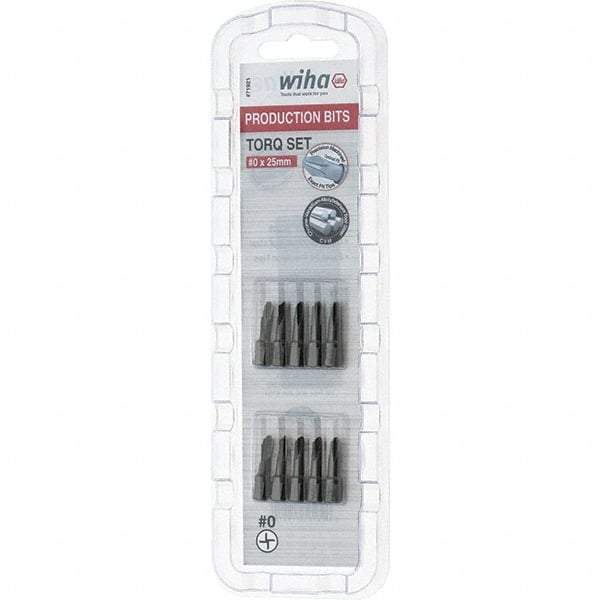 Wiha - 1/4" Drive, #0 Torq-Set Screwdriver Bit - 1" OAL - Eagle Tool & Supply