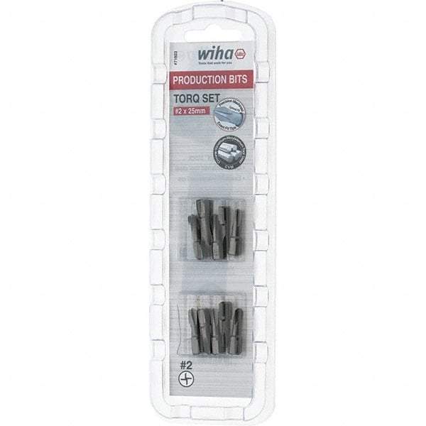 Wiha - 1/4" Drive, #2 Torq-Set Screwdriver Bit - 1" OAL - Eagle Tool & Supply