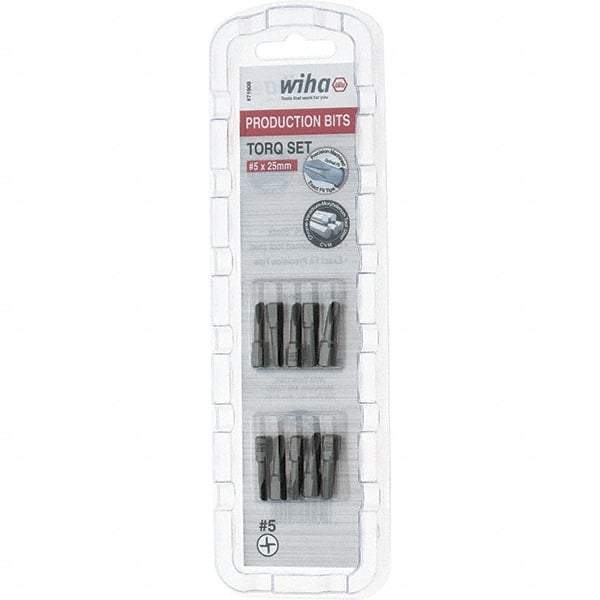 Wiha - 1/4" Drive, #5 Torq-Set Screwdriver Bit - 1" OAL - Eagle Tool & Supply