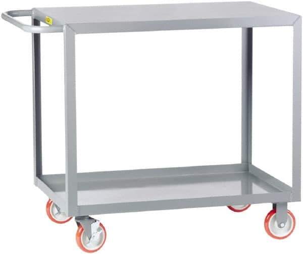 Little Giant - 1,200 Lb Capacity, 30" Wide x 60" Long x 35" High Service Cart - 2 Shelf, Steel, 2 Rigid/2 Swivel Casters - Eagle Tool & Supply