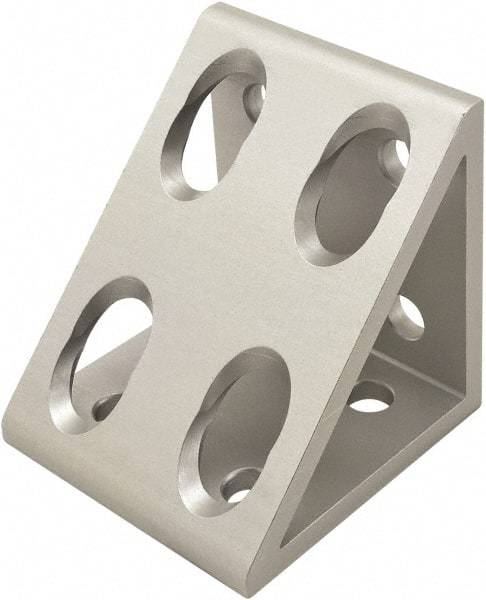80/20 Inc. - 50mm Wide, Open Shelving 8 Hole Inside Corner Gusset - Aluminum, Clear Anodized Finish, 47mm Long, Use with 25 Series & Bolt Kit 75-3404 - Eagle Tool & Supply
