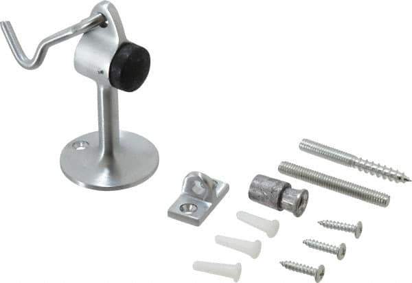 Don-Jo - 3" Projection Pedestal Door Stop with Hook - Floor & Wall Mount, Satin Chrome Finish - Eagle Tool & Supply