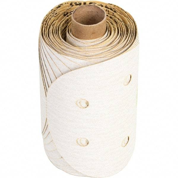 3M - 5" Diam, 150 Grit FEPA, Aluminum Oxide Adhesive PSA Disc - Fine Grade, White, C Weighted Backing, Flexible, 12,000 Max RPM, Use with Random Orbital Sanders - Eagle Tool & Supply