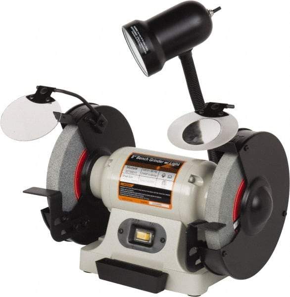 Enco - 8" Wheel Diam x 5/8" Wheel Width, 3/4 hp Grinder - 5/8" Arbor Hole Diam, 1 Phase, 3,450 Max RPM, 120 Volts - Eagle Tool & Supply