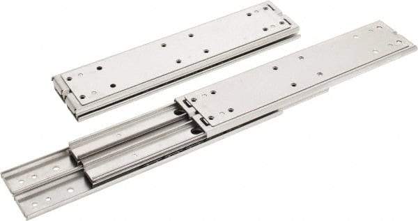 Sugatsune - 12" Slide Length, 12.56" Travel Length, Stainless Steel Ball Bearing Slide SSR-10 - 7/8" Wide, 2-3/4" High, 600 Lb Capacity at Full Extension, Satin Finish - Eagle Tool & Supply