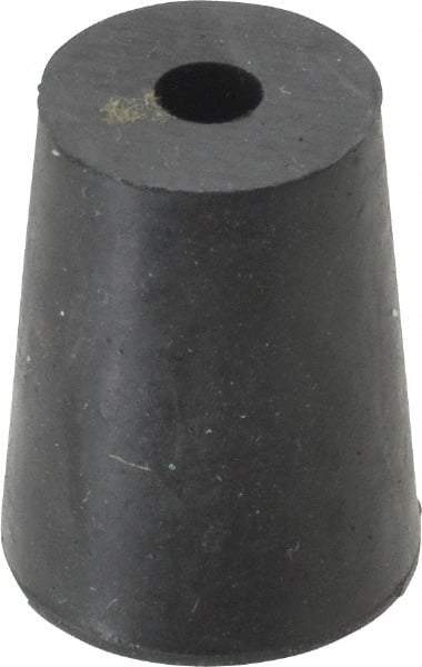 Made in USA - #2, 5/8 Small to 25/32 Large End Diam, Tapered Rubber Stopper with Hole - 38 to 48 Shore A Durometer, 13/64" Hole Diam - Eagle Tool & Supply