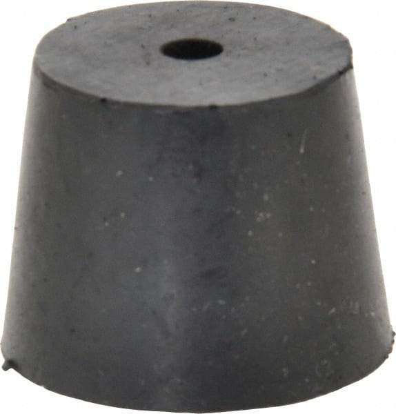 Made in USA - #6, 1-1/64 Small to 1-17/64 Large End Diam, Tapered Rubber Stopper with Hole - 38 to 48 Shore A Durometer, 13/64" Hole Diam - Eagle Tool & Supply