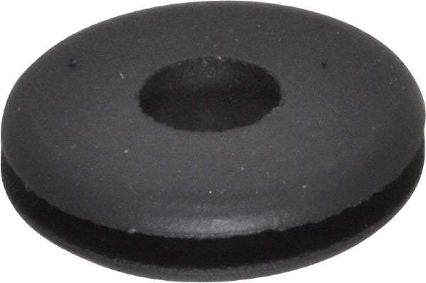 Made in USA - 3/4" OD, 11/64" Thick Flexible Grommet - Rubber, 9/16" Slot Diam x 1/16" Slot Width - Eagle Tool & Supply