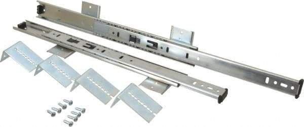 Knape & Vogt - 14" Slide Length, Chrome Variable-Height Pencil Drawer Slide - 3/4" Wide - Eagle Tool & Supply