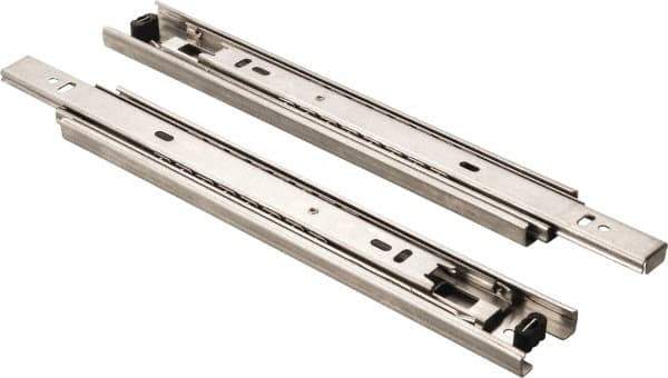 Knape & Vogt - 22" Slide Length, Chrome Box or Vertical File Drawer Slide - 18" Wide, Chrome Finish - Eagle Tool & Supply