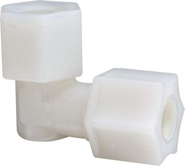 Made in USA - 3/8" Tube OD, Nylon Plastic Compression Tube Female Elbow - 3/8 NPT Pipe, 220°F Max, Plastic Grip - Eagle Tool & Supply