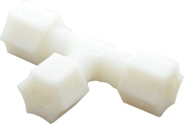 Made in USA - 3/8" Tube OD, Nylon Plastic Compression Tube Union Tee - 220°F Max, Plastic Grip - Eagle Tool & Supply