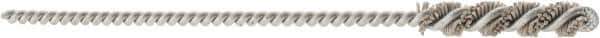 Brush Research Mfg. - 0.206" Diam Helical Nylon Tube Brush - Single Spiral, 0.018" Filament Diam, 1" Brush Length, 4" OAL, 0.097" Diam Steel Shank - Eagle Tool & Supply