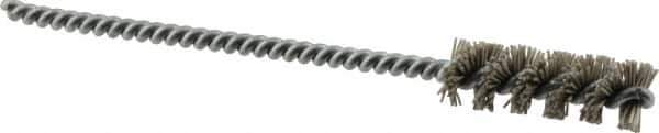 Brush Research Mfg. - 0.413" Diam Helical Nylon Tube Brush - Single Spiral, 0.018" Filament Diam, 1-1/4" Brush Length, 4-1/2" OAL, 0.14" Diam Steel Shank - Eagle Tool & Supply
