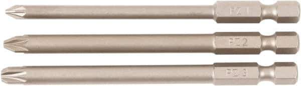 Wiha - #1, #2, #3 Pozidriv Screwdriver Bit - 90mm OAL - Eagle Tool & Supply