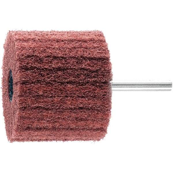 PFERD - 2-3/8" Diam x 2" Face Width, Aluminum Oxide Nonwoven Mounted Flap Wheel - 1/4" Shank Mount, 180 Grit, 10,000 Max RPM - Eagle Tool & Supply