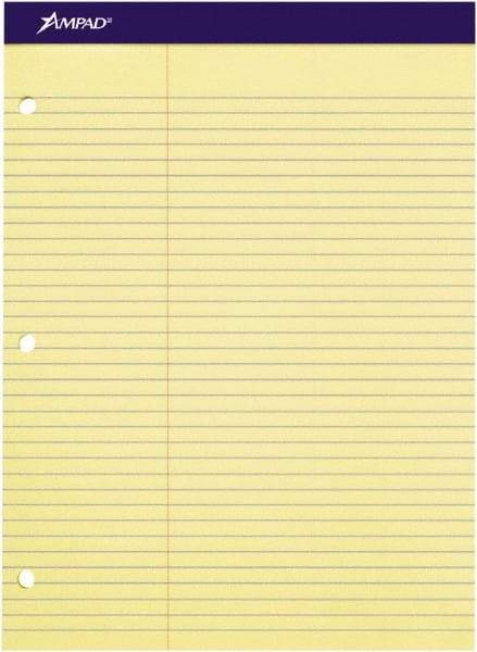 AMPAD - 100 Sheet, 4-1/4 x 5-1/2", Law Perforated Style Ruled Pads - Canary - Eagle Tool & Supply