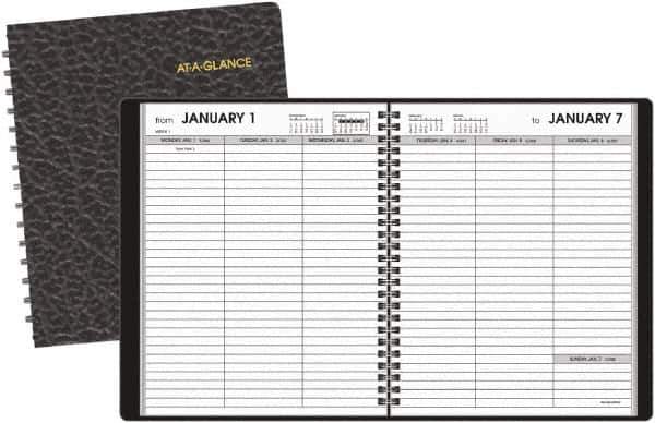 AT-A-GLANCE - 26 Sheet, 5 x 8", Weekly Planner - Black - Eagle Tool & Supply