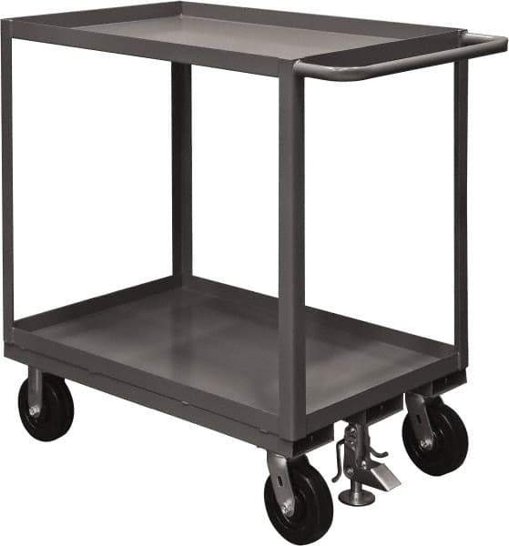 Durham - 2,400 Lb Capacity, 48" Wide x 24" Long x 37-5/8" High Service Cart - 2 Shelf, Steel, 2 Rigid/2 Swivel Casters - Eagle Tool & Supply