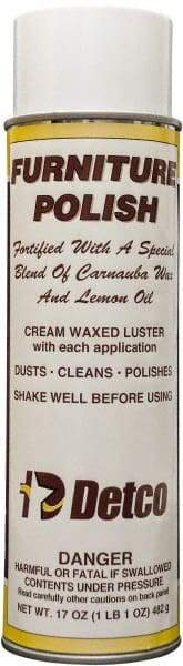 Detco - 20 fl oz Aerosol Furniture Polish - Lemon Scented, Aerosol Can Container - Eagle Tool & Supply