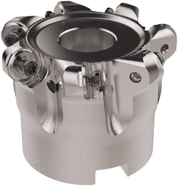 Seco - 66mm Cut Diam, 6mm Max Depth, 27mm Arbor Hole, 7 Inserts, RNMU12.. Insert Style, Indexable Copy Face Mill - R220.28 Cutter Style, 10,900 Max RPM, 50mm High, Through Coolant, Series R220 - Eagle Tool & Supply