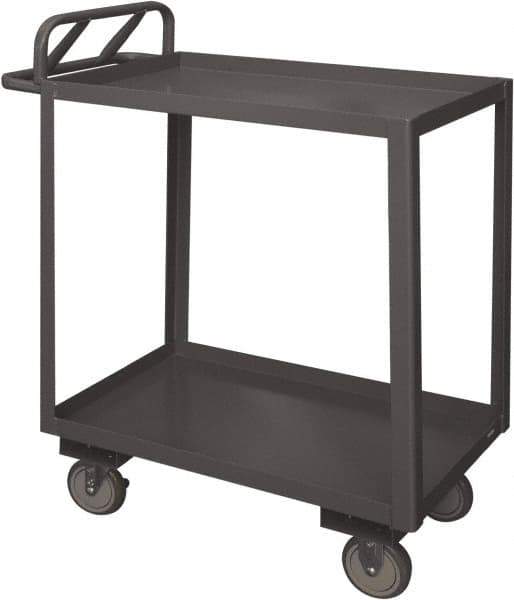 Durham - 1,200 Lb Capacity, 18" Wide x 30" Long x 38" High Service Cart - 2 Shelf, Steel, 2 Rigid/2 Swivel Casters - Eagle Tool & Supply