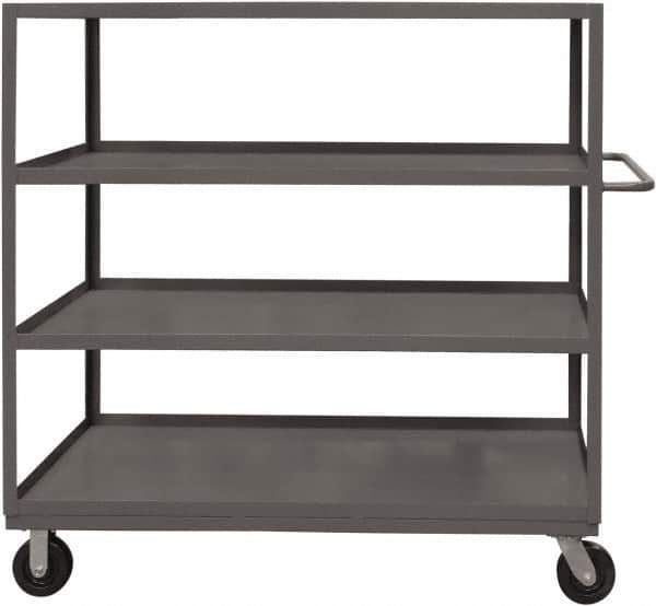 Durham - 1,200 Lb Capacity, 18" Wide x 30" Long x 55-5/8" High Service Cart - 4 Shelf, Steel, 2 Rigid/2 Swivel Casters - Eagle Tool & Supply