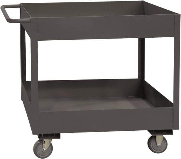 Durham - 3,600 Lb Capacity, 18" Wide x 30" Long x 38-1/2" High Service Cart - 2 Shelf, Steel, 2 Rigid/2 Swivel Casters - Eagle Tool & Supply