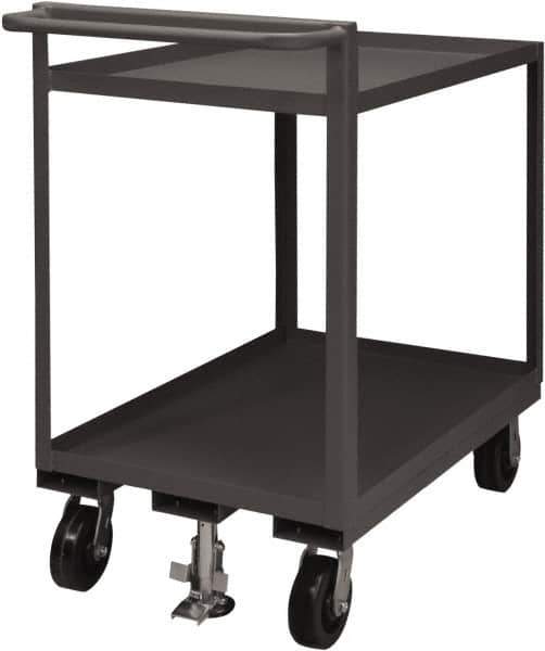 Durham - 1,500 Lb Capacity, 24" Wide x 48" Long x 41-1/16" High Service Cart - 2 Shelf, Steel, 2 Rigid/2 Swivel Casters - Eagle Tool & Supply