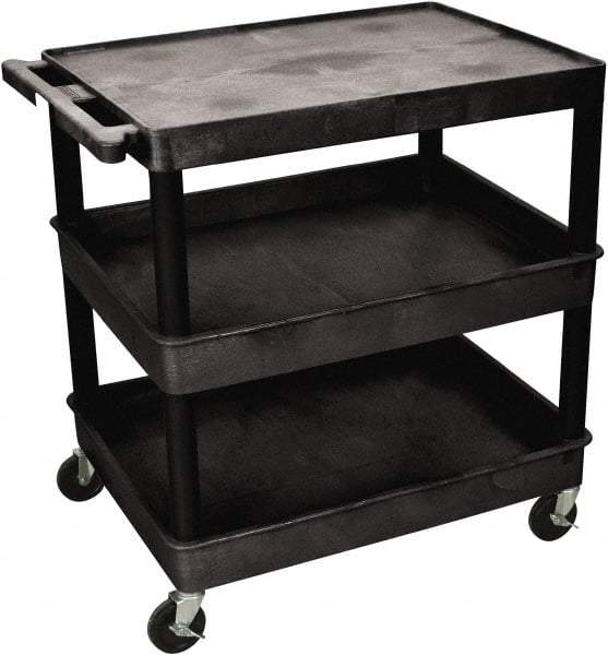 Luxor - 300 Lb Capacity, 24" Wide x 18" Long x 36" High Shelf Cart - 3 Shelf, Plastic - Eagle Tool & Supply