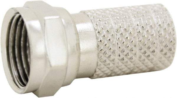 Ideal - Straight, F Type Twist On Coaxial Connector - Compatible with RG6, Brass Contact, Brass Body - Eagle Tool & Supply