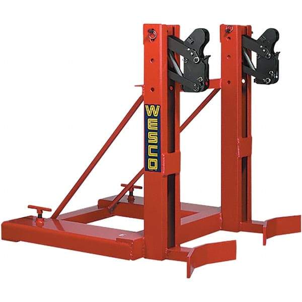 Wesco Industrial Products - 1,000 Lb Load Capacity, 16, 30, 55 & 85 Gal Drum Grab - 33-1/4" Wide x 34" High, Steel Wheels - Eagle Tool & Supply