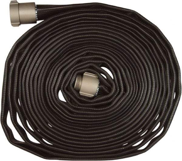 Dixon Valve & Coupling - 1-1/2" ID, 200 Working psi, Black Nitrile Fire Hose - Male x Female NPSH Ends, 50' Long, 600 Burst psi - Eagle Tool & Supply