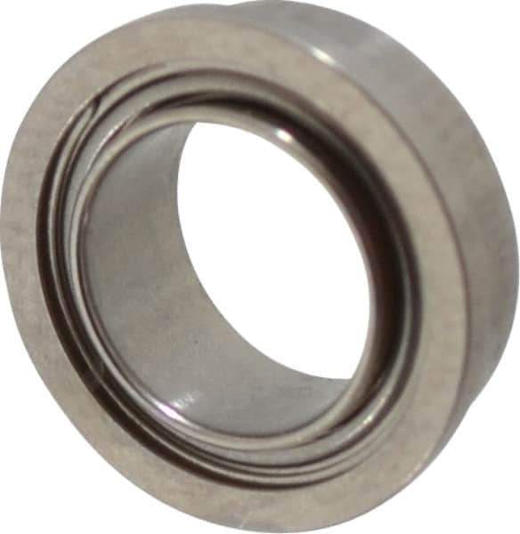 Value Collection - 1/4" Bore Diam, 3/8" OD, Double Shield Miniature Radial Ball Bearing - 1/8" Wide, With Flange, 1 Row, Round Bore, 33 Lb Static Capacity, 84 Lb Dynamic Capacity - Eagle Tool & Supply