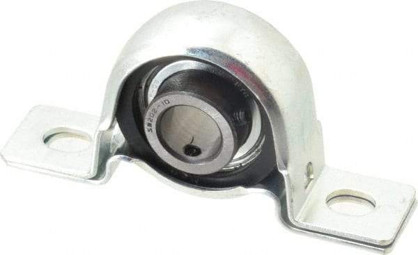 Value Collection - 5/8" ID, 3.8437" OAL x 2" OAH Pillow Block - 1,060 Lb Static Cap, 2,110 Lb Dyn Cap, 2.9843" Btw Mnt Hole Ctrs, 1" Base-to-Ctr Ht, Stamped Steel Rubber Mount - Eagle Tool & Supply