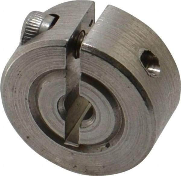 Climax Metal Products - 1/8" Bore, Stainless Steel, One Piece Clamp Collar - 11/16" Outside Diam, 5/16" Wide - Eagle Tool & Supply