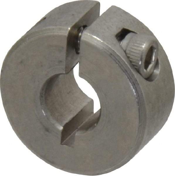 Climax Metal Products - 1/4" Bore, Stainless Steel, One Piece Clamp Collar - 11/16" Outside Diam, 5/16" Wide - Eagle Tool & Supply