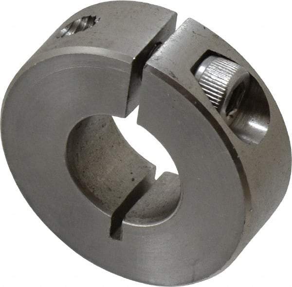 Climax Metal Products - 9/16" Bore, Stainless Steel, One Piece Clamp Collar - 1-5/16" Outside Diam, 7/16" Wide - Eagle Tool & Supply