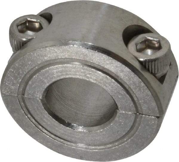 Climax Metal Products - 3/8" Bore, Stainless Steel, Two Piece Shaft Collar - 7/8" Outside Diam, 3/8" Wide - Eagle Tool & Supply