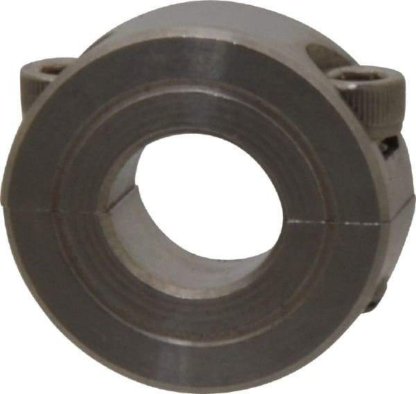 Climax Metal Products - 1/2" Bore, Stainless Steel, Two Piece Shaft Collar - 1-1/8" Outside Diam, 13/32" Wide - Eagle Tool & Supply