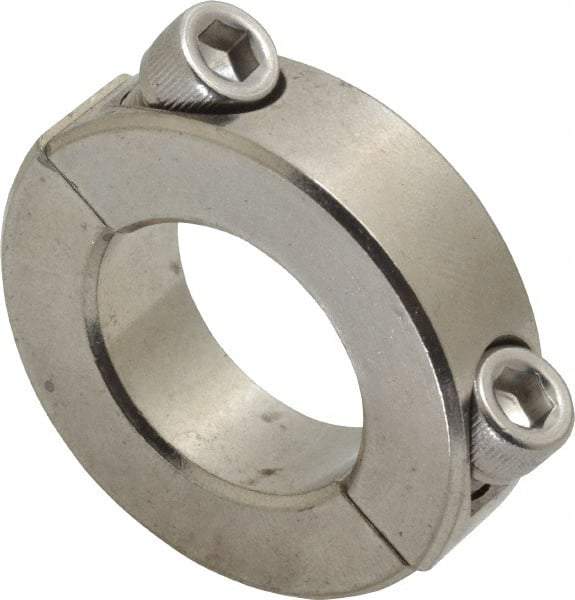 Climax Metal Products - 1" Bore, Stainless Steel, Two Piece Shaft Collar - 1-3/4" Outside Diam, 1/2" Wide - Eagle Tool & Supply
