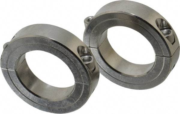 Climax Metal Products - 1-1/2" Bore, Stainless Steel, Two Piece Shaft Collar - 2-3/8" Outside Diam, 9/16" Wide - Eagle Tool & Supply