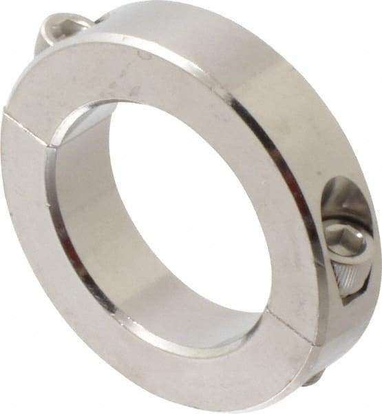 Climax Metal Products - 1-15/16" Bore, Stainless Steel, Two Piece Shaft Collar - 3" Outside Diam, 11/16" Wide - Eagle Tool & Supply