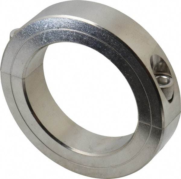 Climax Metal Products - 2-3/8" Bore, Stainless Steel, Two Piece Two Piece Split Shaft Collar - 3-1/2" Outside Diam, 3/4" Wide - Eagle Tool & Supply