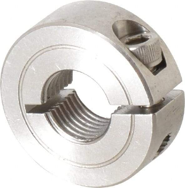 Climax Metal Products - 1/2-20 Thread, Stainless Steel, One Piece Threaded Shaft Collar - 1-1/8" Outside Diam, 13/32" Wide - Eagle Tool & Supply