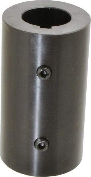 Climax Metal Products - 1-3/8" Inside x 2-1/2" Outside Diam, Mild Steel Set Screw Rigid Coupling with keyway - 4-1/2" Long x 5/16" Keyway Width x 5/32" Keyway Depth - Eagle Tool & Supply