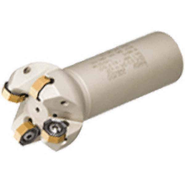 Iscar - 1-1/4" Cut Diam, 0.49" Max Depth of Cut, 1-1/4" Shank Diam, 9.84" OAL, Indexable Square Shoulder Helical End Mill - T490 LN.. 1306 Inserts, Cylindrical Shank, 90° Lead Angle, Through Coolant, Series Helitang - Eagle Tool & Supply