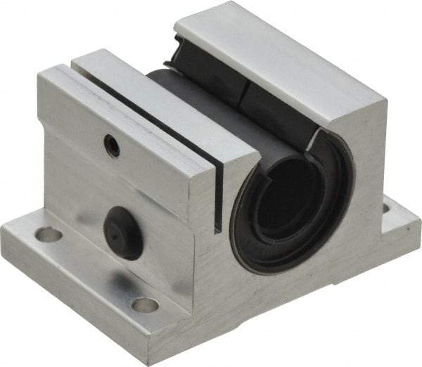 Thomson Industries - 5/8" Inside Diam, 620/1240 Lbs. Dynamic Capacity, Open Single Pillow Block Linear Bearing - 1.44" Overall Height x 2-1/2" Overall Width - Eagle Tool & Supply