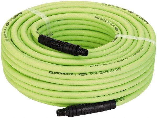 Legacy - 1/4" ID x 0.46" OD 100' Long Multipurpose Air Hose - MNPT x MNPT Ends, 300 Working psi, 140°, 1/4" Fitting, Green - Eagle Tool & Supply