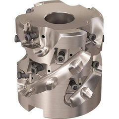 Seco - 16 Inserts, 2.4803" Cut Diam, 1.06" Arbor Diam, 46mm Max Depth of Cut, Indexable Square-Shoulder Face Mill - 90° Lead Angle, 2.5591" High, LOEX-12 Insert Compatibility, Through Coolant, Series Square T4-12 - Eagle Tool & Supply